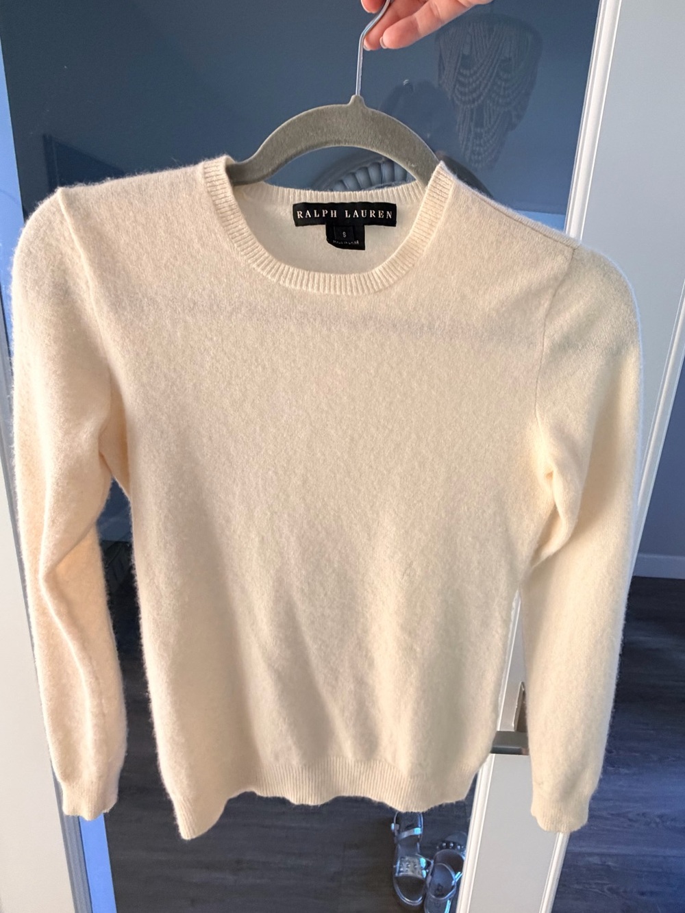 Ralph Lauren Black Label Cream Crewneck 100% Cashmere Sweater